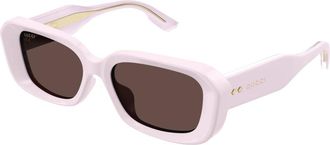 Gucci Vierkante Zonnebril - Dames - Zonnebrillen - Roze - 54 MM - Nylon - Accessoires