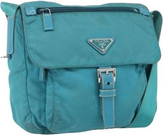 Prada Pre-owned Cross Body Bags, female, Blue, Size: ONE SIZE Pre-owned Nylon Cross Body Bag
