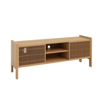 Naan Furniture Mueble TV de pino macizo barnizado en color roble 151,2 cm