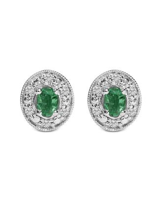 House of Brilliance Haus Of Brilliance Colorful Gemstones 14K 0.50 Ct. Tw. Diamond & Emerald Stud Earrings