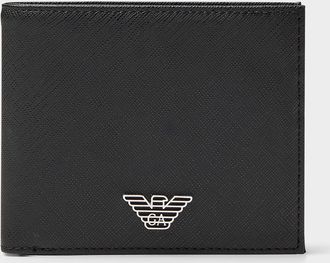 Emporio Armani Mens Metallic logo textured canvas wallet