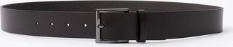 HUGO BOSS Mens HUGO Mens Geek Smooth Leather Belt with Brushed Silver Buckle - Dark Brown 202 - Black - Size: W34