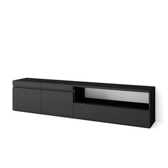 Skraut Home Mueble tv efecto madera negro 200x35x45cm