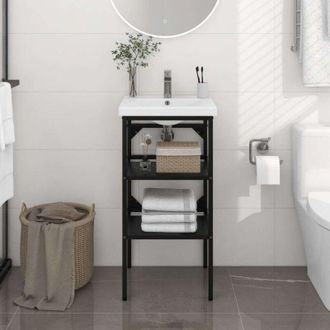 vidaXL Struttura per Lavabo da Bagno Nera 40x38x83 cm in Ferro - Vidaxl