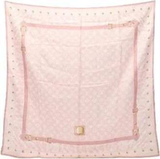 Louis Vuitton Pre-owned Scarves, female, Pink, Size: ONE SIZE Pre-owned Carre New Denim Monogram Silk Scarf