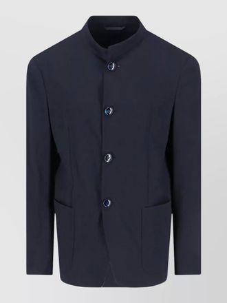 Giorgio Armani tailored blazer jacket stand collar front pockets