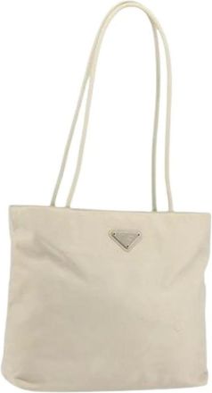 Prada Pre-owned Tote Bags, female, White, Size: ONE SIZE Pre-owned Nylon Tote Bag