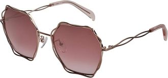 Tous Octagonale Metalen Zonnebril met Golvende Randen - Dames - Zonnebrillen - Geel - ONE Size - Accessoires