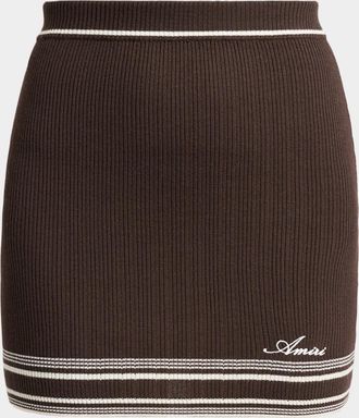 Amiri Script Rib Knit Mini Skirt