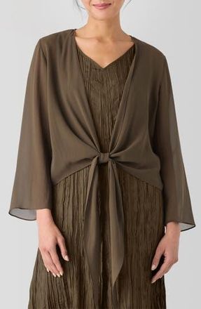 Eileen Fisher Tie Front Silk Jacket in Branch at Nordstrom Rack, Size Small