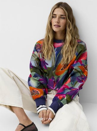 Icone Womens Printed drop-shoulder organic cotton sweatshirt