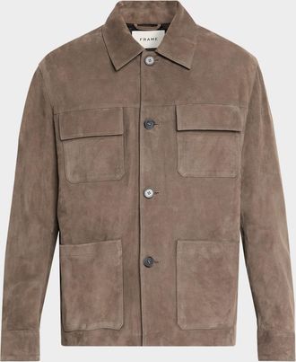 Frame Denim Mens Taupe Suede Chore Coat
