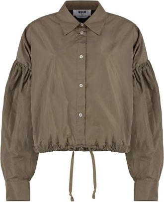 Msgm Balloon Sleeve Collared Jacket - Dames - Overhemden - Beige - M - Overhemden