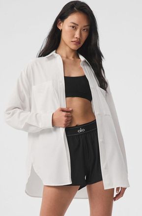 Alo | Dreamscape Button Down Long Sleeve Jacket in White, Size: Medium