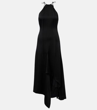 Victoria Beckham Asymmetric cr&ecirc;pe satin midi dress