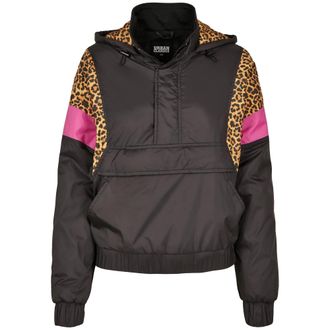 Urban Classics Dames/Dames Pull Over Jas met Luipaardprint (Zwart)