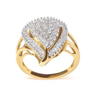 House of Brilliance 10K Yellow Gold 1 Cttw Diamond Ballerina Cluster Ring at Nordstrom, Size 7