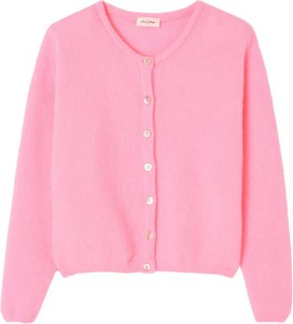 American Vintage Cardigan Vitow a coste con bottoni - Rosa