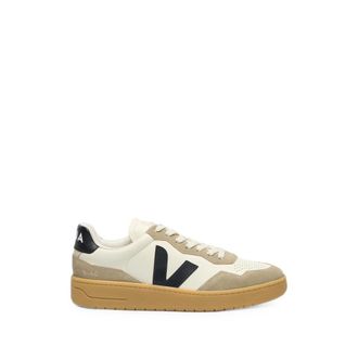 Veja V-90 Leather Pure Black Natural Sneakers