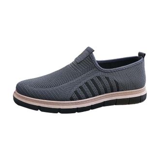 Generic Fashion Spring and Summer Men Sports Shoes Flat Bottom Lightweight Mesh Breathable Comfortable Solid Color Features: Loafer Shoes for Men and (Grey, 5
