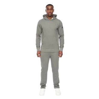 Duck and Cover Mens Hannings Hoodie And Joggers Set (Olive) - Size X-Large