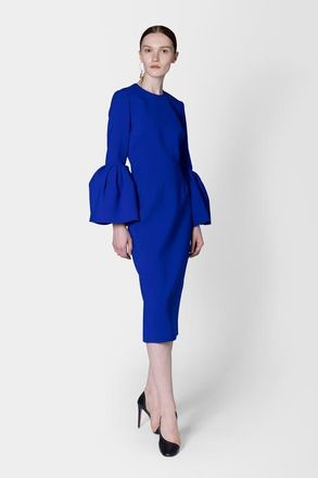 Roksanda Ilincic Margot Round Neck Long Sleeve Midi Dress in Iris at Nordstrom, Size 6