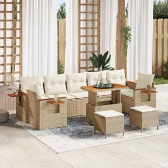 vidaXL Vidaxl - Conjunto De Sof&aacute; De Jard&iacute;n 10 Pcs Beige Y Crema 90 X 55 X 71 Cm