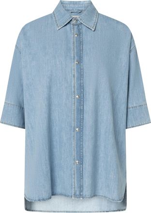 Joop Hemdbluse JOOP JEANS Uma, Damen, Gr. XL, lt, pastel blau, Denim/Jeans, Obermaterial: 100% Baumwolle, unifarben, oversize Po-bedeckend, 1-Knopf-Mansche