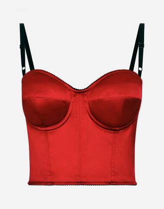 Dolce & Gabbana Satin Corset Top - Woman Shirts And Tops Red Satin 36