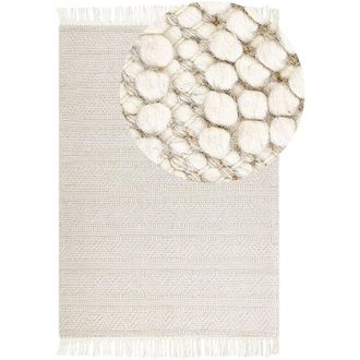 Beliani Tappeto in lana beige fatto a mano con nappe 160 x 230 cm Pertek