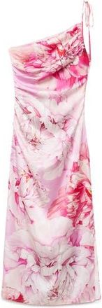 Mango Floral Print One-Shoulder Dress in Light/Pastel Purple at Nordstrom Rack, Size 2