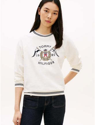 Tommy Hilfiger Womens Nautical Crest Sweatshirt - White - XXL