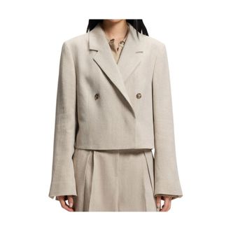 HUGO BOSS Dames, Jassen, Beige, Maat: L Linnen