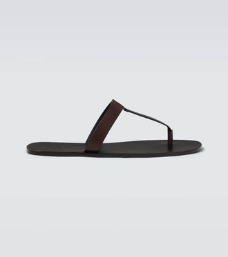 Saint Laurent Cassandre leather thong sandals