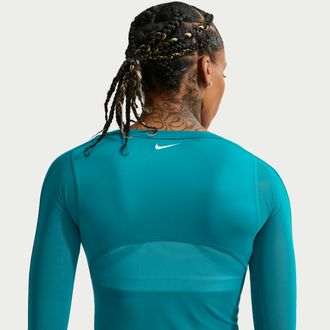 Nike Womens One Dri-FIT Long-Sleeve Top in Blue | IM9759-372