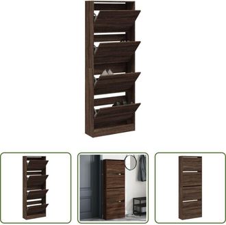 vidaXL Scarpiera marrone - Scarpiera Rovere Marrone 60x21x163,5 cm in Legno Multistrato