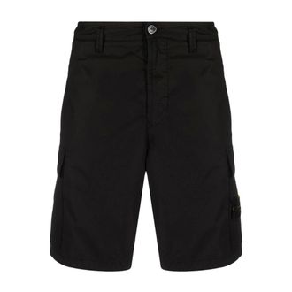 Stone Island Korte Broeken, Heren, Zwart, W34, Katoen, Bermuda Shorts