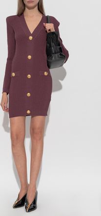 Balmain Dress With Decorative Buttons, Womens, Pink
