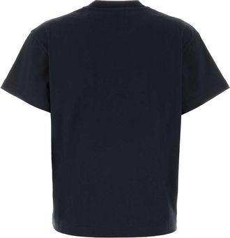 Jil Sander Womens Logo-Embroidered Cotton T-Shirt Navy