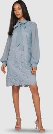 Wallis Lace Tie Neck Shift Dress in Turquoise at Nordstrom, Size 6
