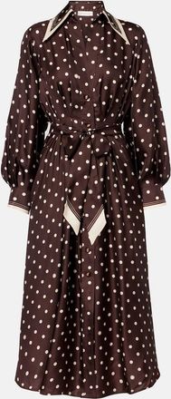 Zimmermann Polka-dot belted silk shirt dress