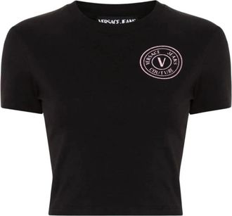 Versace Jeans Couture Stijlvolle T-shirts en Polos - Dames - T-shirts - Zwart - 2XS - Tops