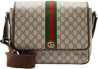 Gucci Beige Gg Supreme Canvas Ophidia Medium Flap Messenger (Authentic Pre- Loved)