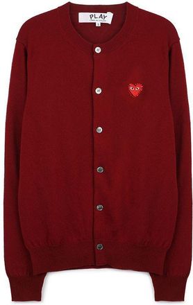 Comme Des Gar&ccedil;ons Red Heart Rhinestone Cardigan