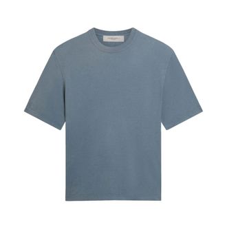 Golden Goose T-Shirts, male, Blue, Size: L Embroidered Logo T-shirt