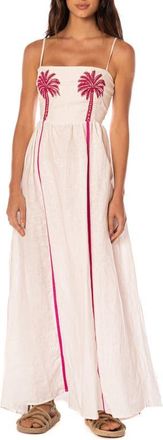 Maaji Ela Tropical Haven Linen Cover-Up Maxi Dress in Open Beige at Nordstrom, Size Medium