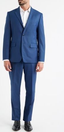 Daniel Hechter Modern Fit Medium Blue Textured Wool Blend Suit in Navy at Nordstrom, Size 42 Regular