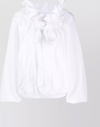 Patou cotton ruffled high-neck blouse