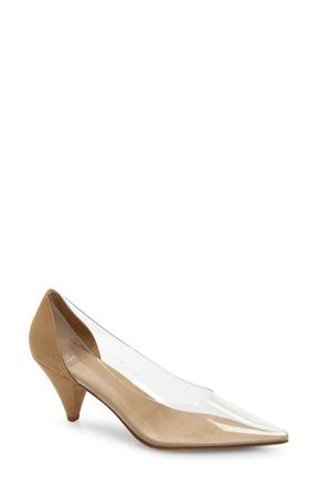 Jeffrey Campbell Graphix Pointed Toe Pump in Beige Suede Clear at Nordstrom, Size 5.5