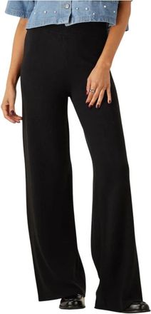 Y.A.S Zwarte Gebreide Broek voor Stijlvolle Herfst/Winter - Dames - Wijde Broeken - Zwart - S - Broeken